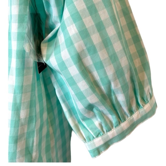 4/$20 Crown & Ivy gingham mint and white ruffle cold  shoulder top- size XL- NWT - Picture 4 of 11